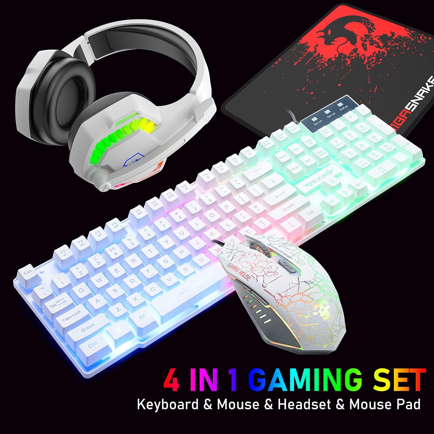 Gaming Keyboard Mouse And Headset Combo - MAMBASNAKE T11 UK 100% Gaming Keyboard&Mouse&Headset&Mouse