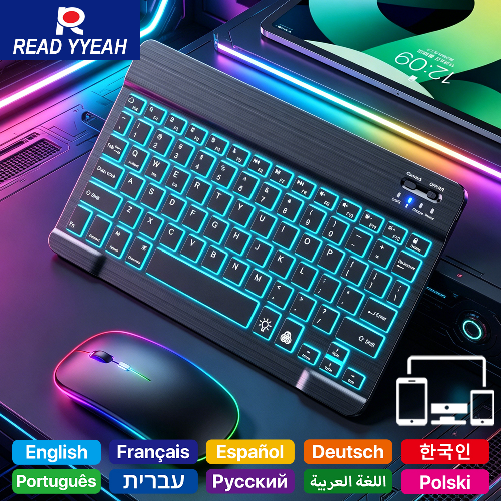 Gaming Keyboard Mouse Set - READ YYEAH RGB Backlit Bluetooth Keyboard