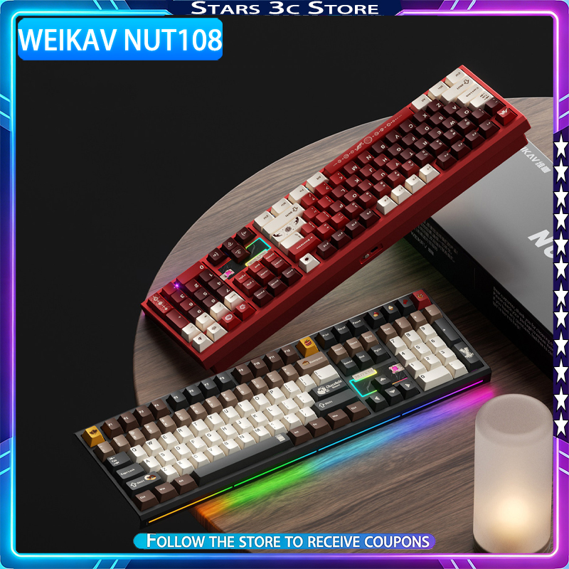 Gaming Keyboard Ergo - WEIKAV NUT108 Mechanical Keyboard Aluminum Alloy