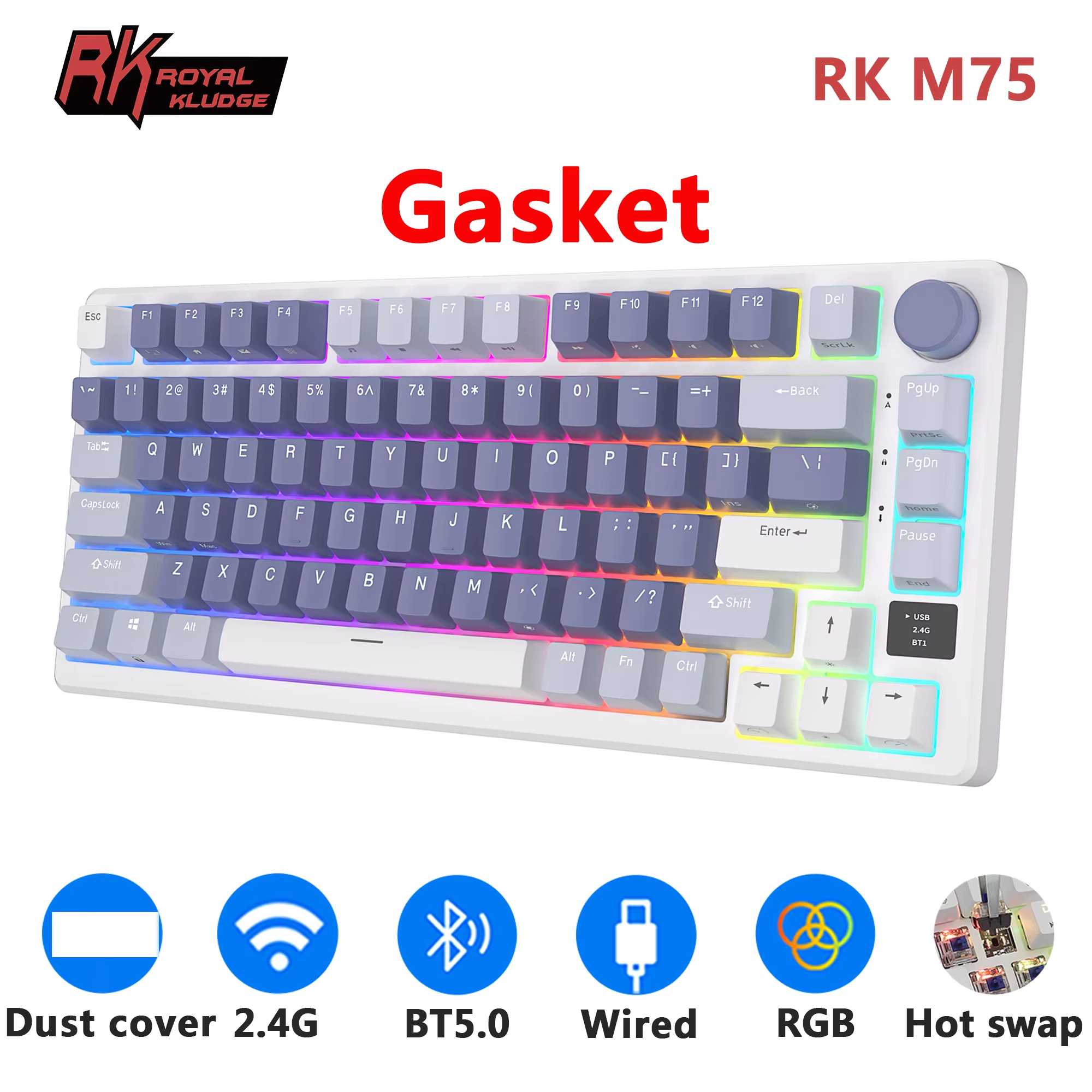 Gaming Keyboard Mobile - RK ROYAL KLUDGE M75 2.4G Wireless/Bluetooth/USB-C
