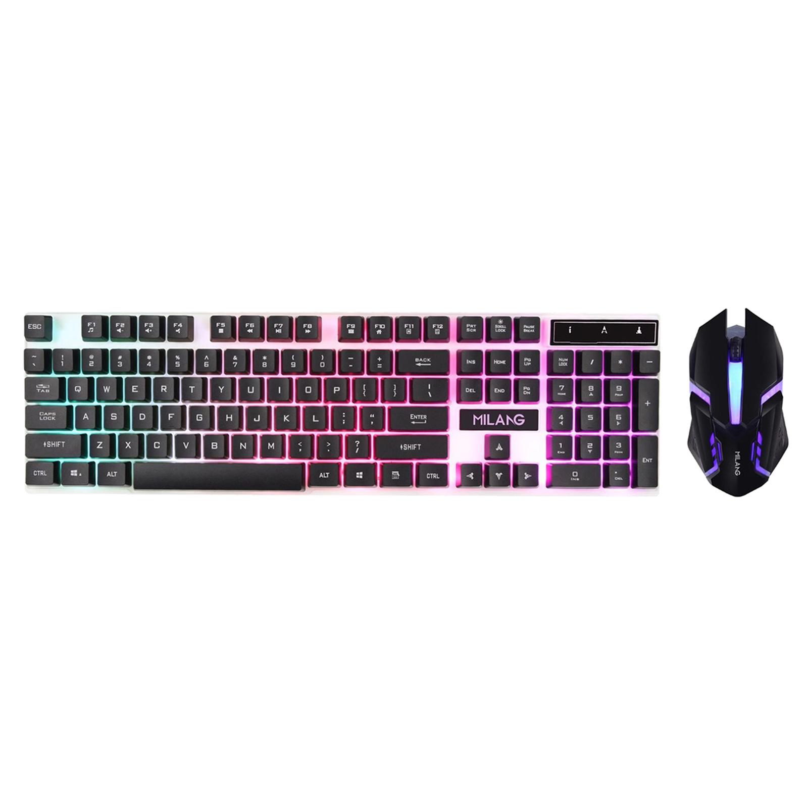 Gaming Keyboard Mouse Set - Wired Mechanical Keyboard Backlit RGB Crystal