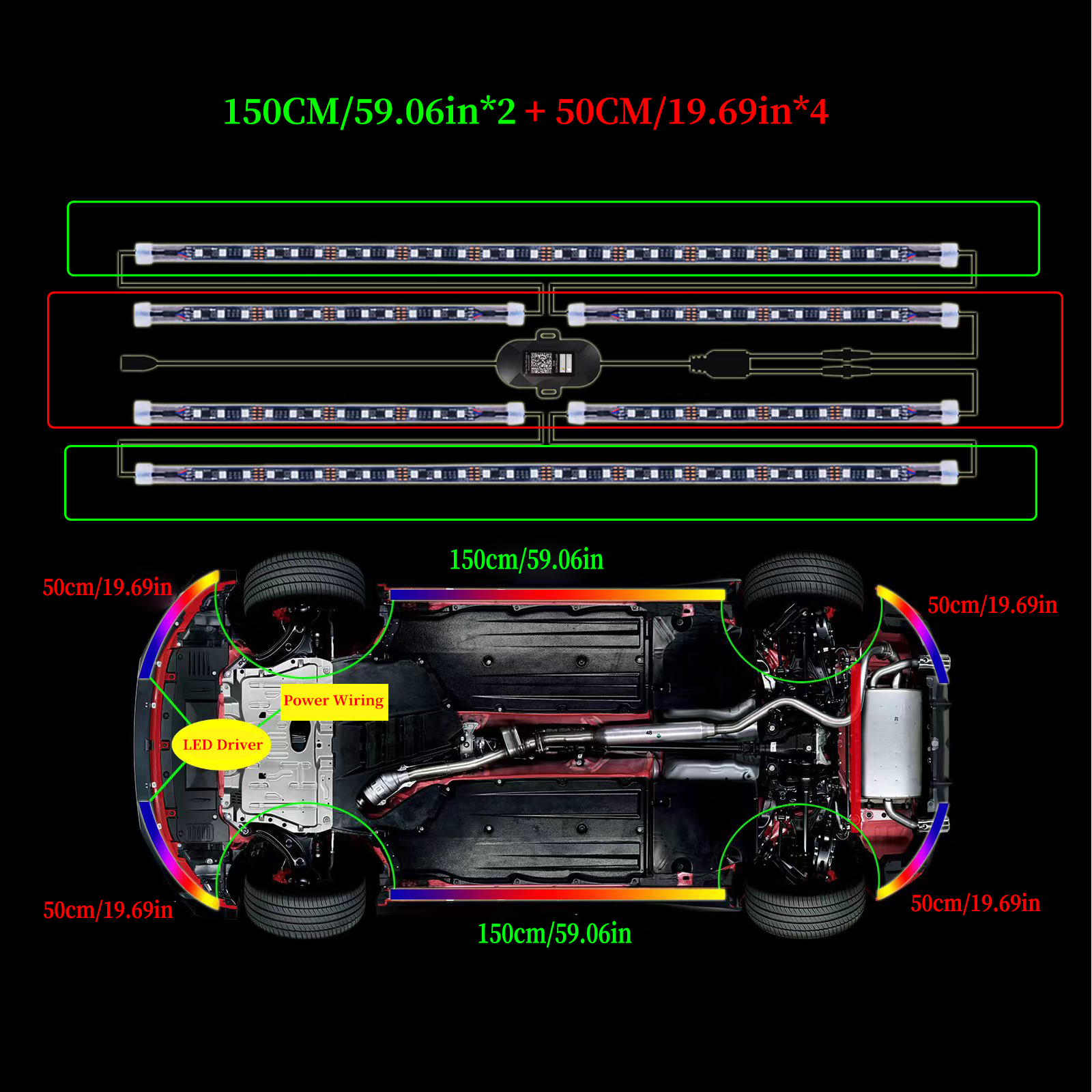 6pcs Dream Color LED Car Under – Rgb Underglow Strip recenzja i cena