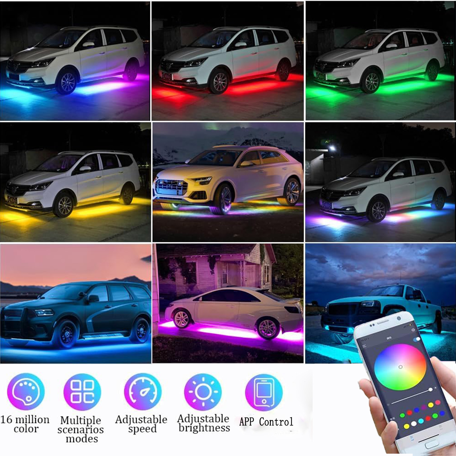 6pcs Dream Color LED Car Under – Rgb Underglow Strip recenzja i cena