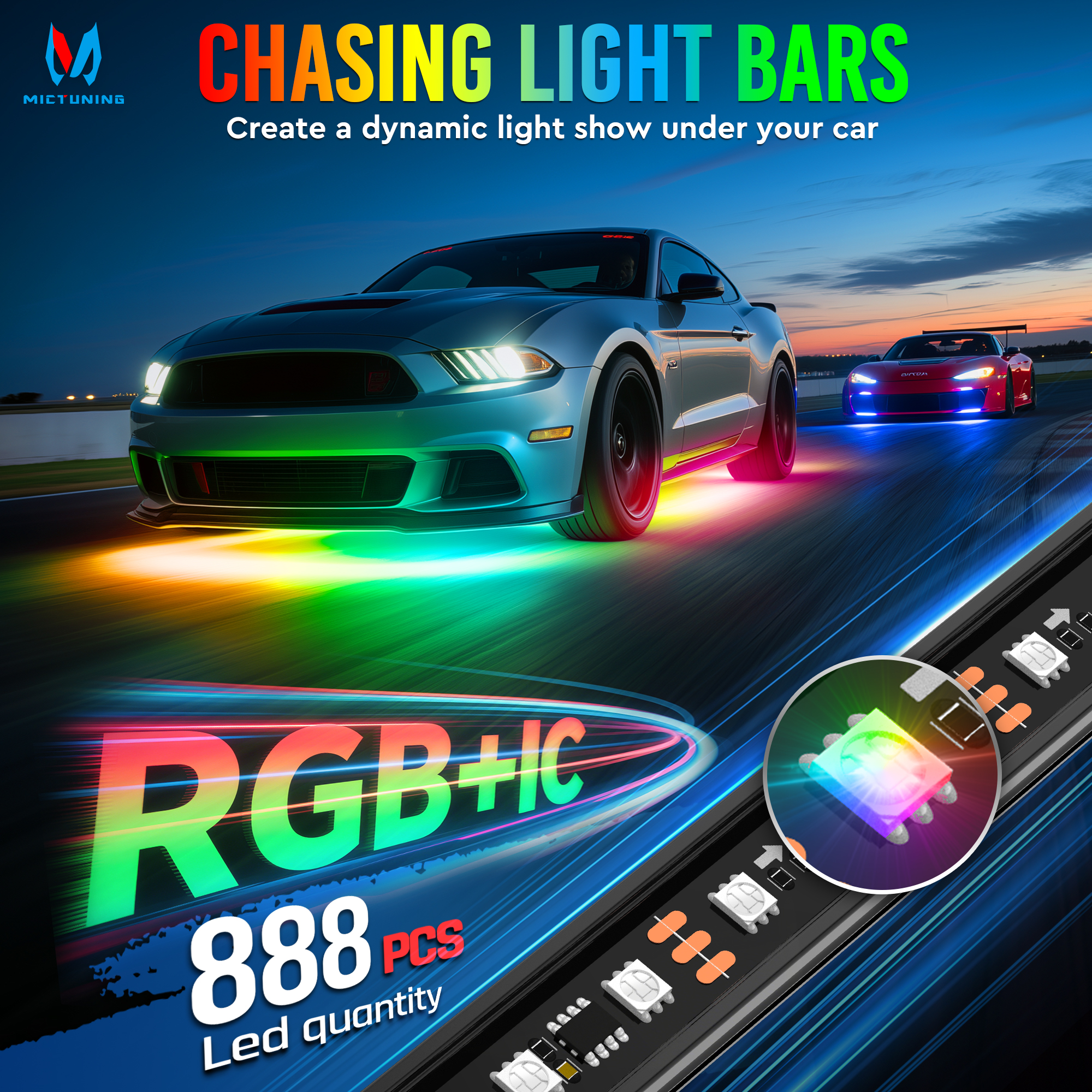 MICTUNING U8 Car Underglow Lig – Rgb Underglow Strip recenzja i cena
