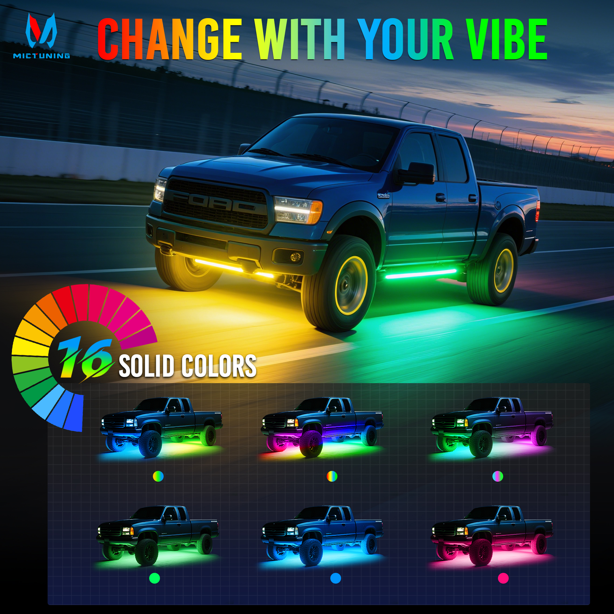 MICTUNING 8Pcs U8 RGB+IC Under – Rgb Underglow Strip recenzja i cena