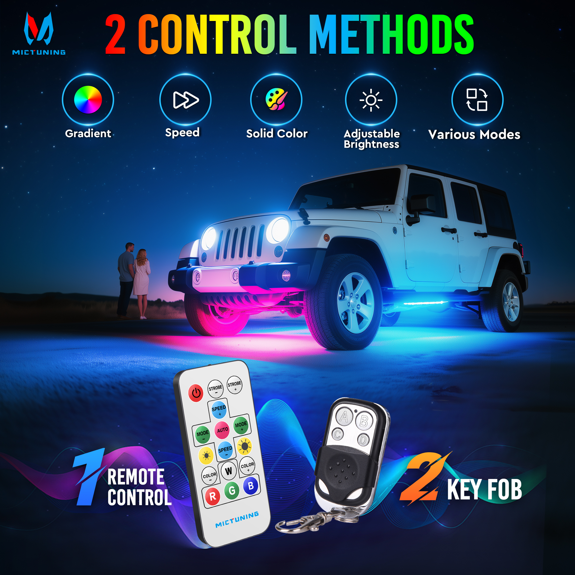 MICTUNING 8Pcs U8 RGB+IC Under – Rgb Underglow Strip recenzja i cena