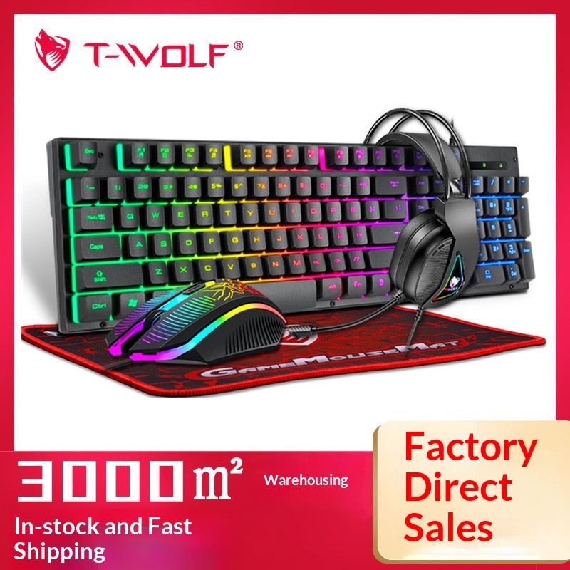 Bestseller T-Wolf Tf400 4 In 1 – Gaming Keyboard Mouse And Headset Combo recenzja i cena