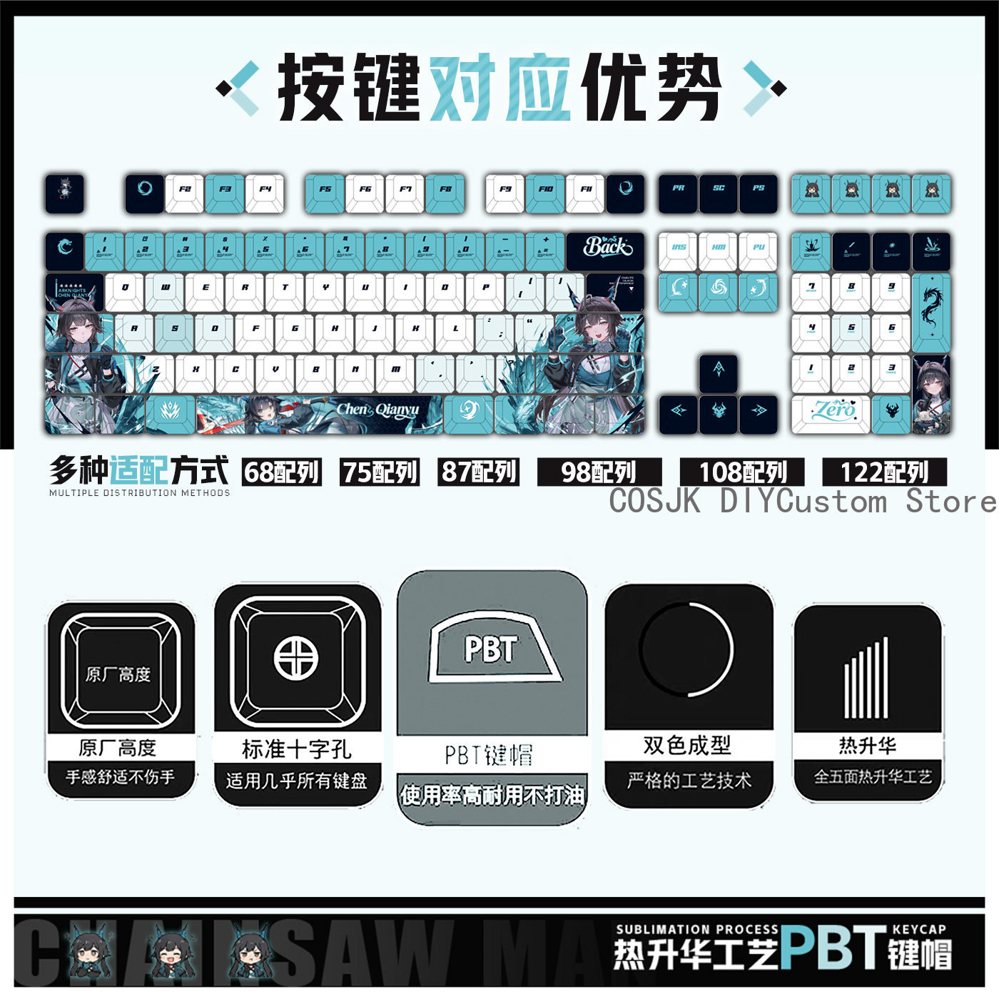 122 Keys Anime Chen Qianyu Ark – Gaming Keyboard Mechanical recenzja i cena