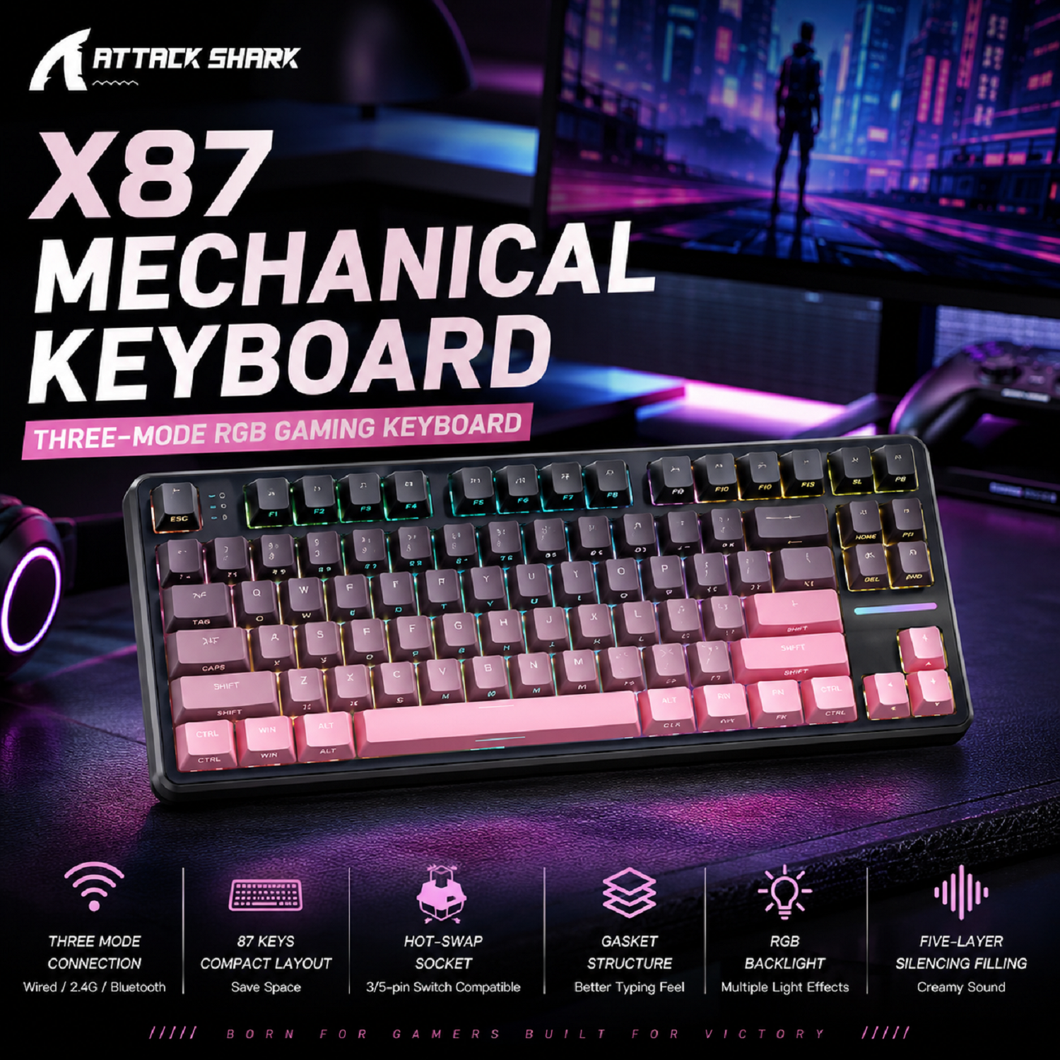 Attack Shark X87 Macro Drive G – Gaming Keyboard Mechanical recenzja i cena