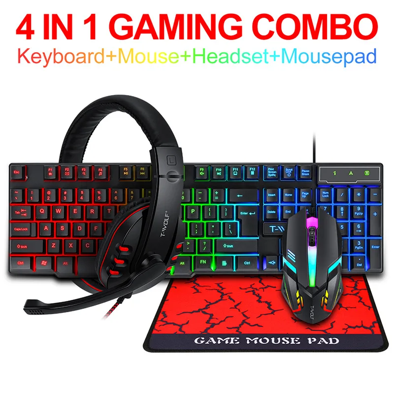 T-WOLF Game Four Piece TF800 I – Gaming Keyboard Mouse Set recenzja i cena