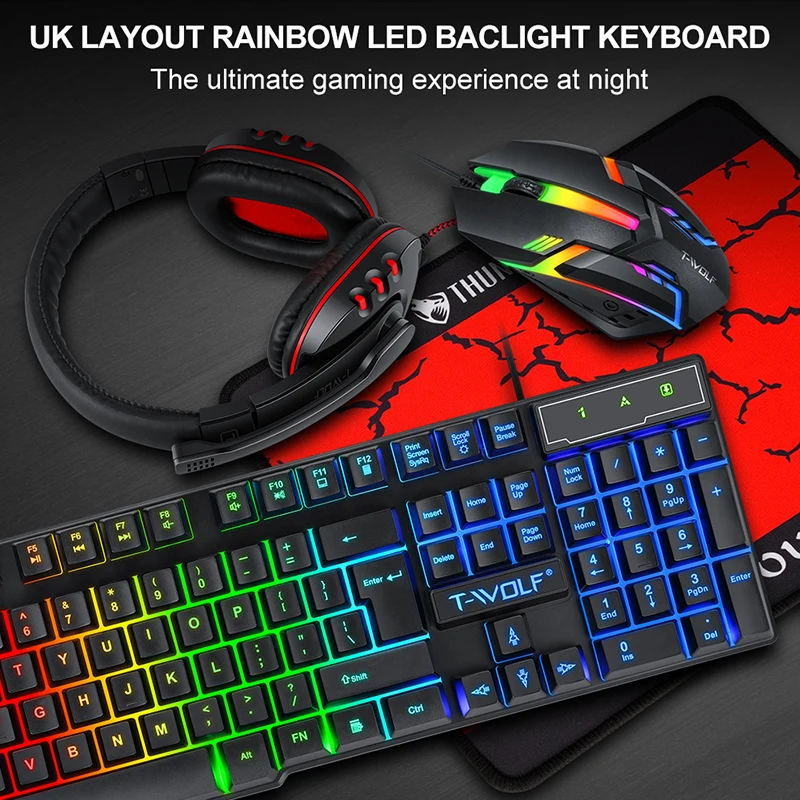 T-WOLF Game Four Piece TF800 I – Gaming Keyboard Mouse Set recenzja i cena