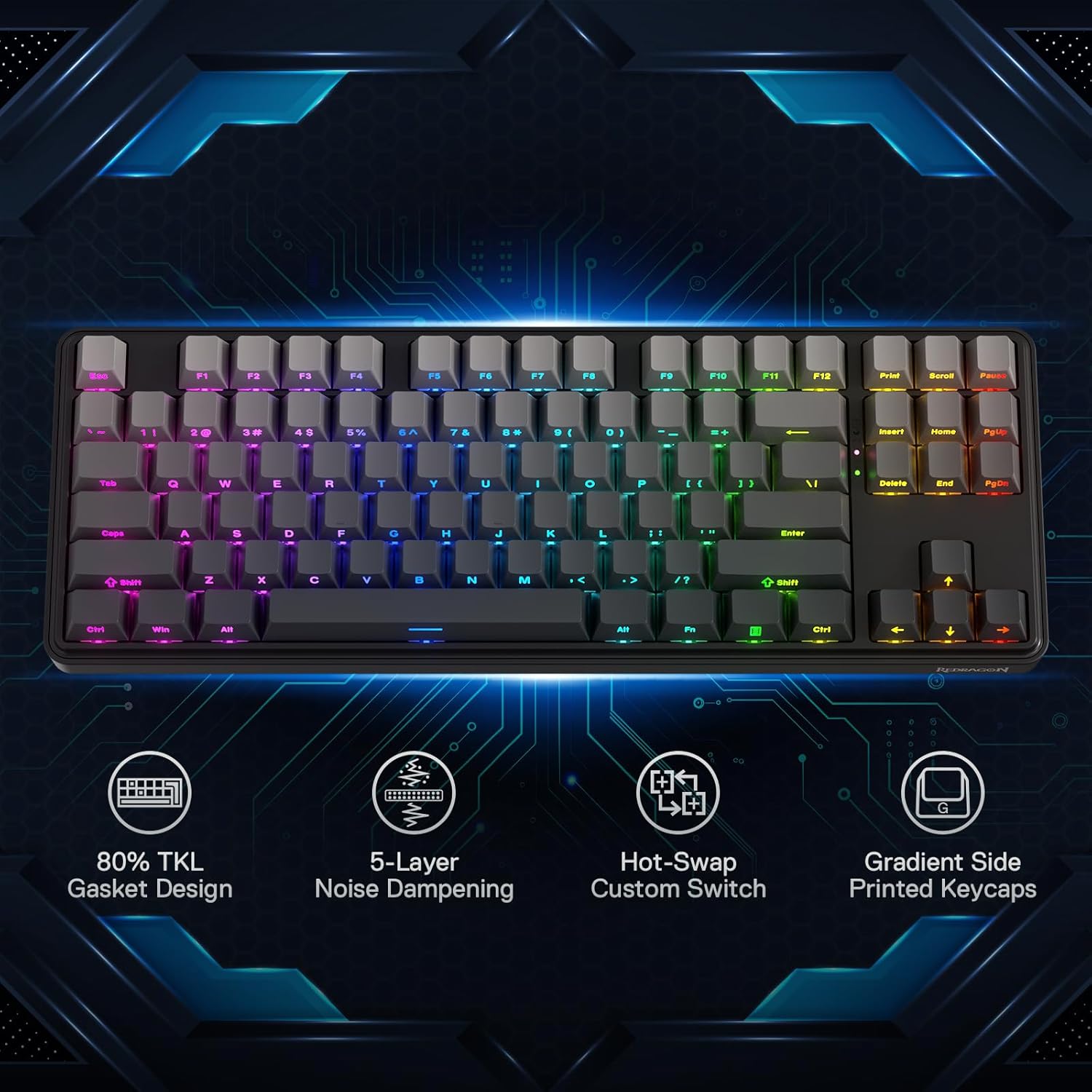 Redragon K707 PRO GB 80% Gaske – Gaming Keyboard No Noise recenzja i cena