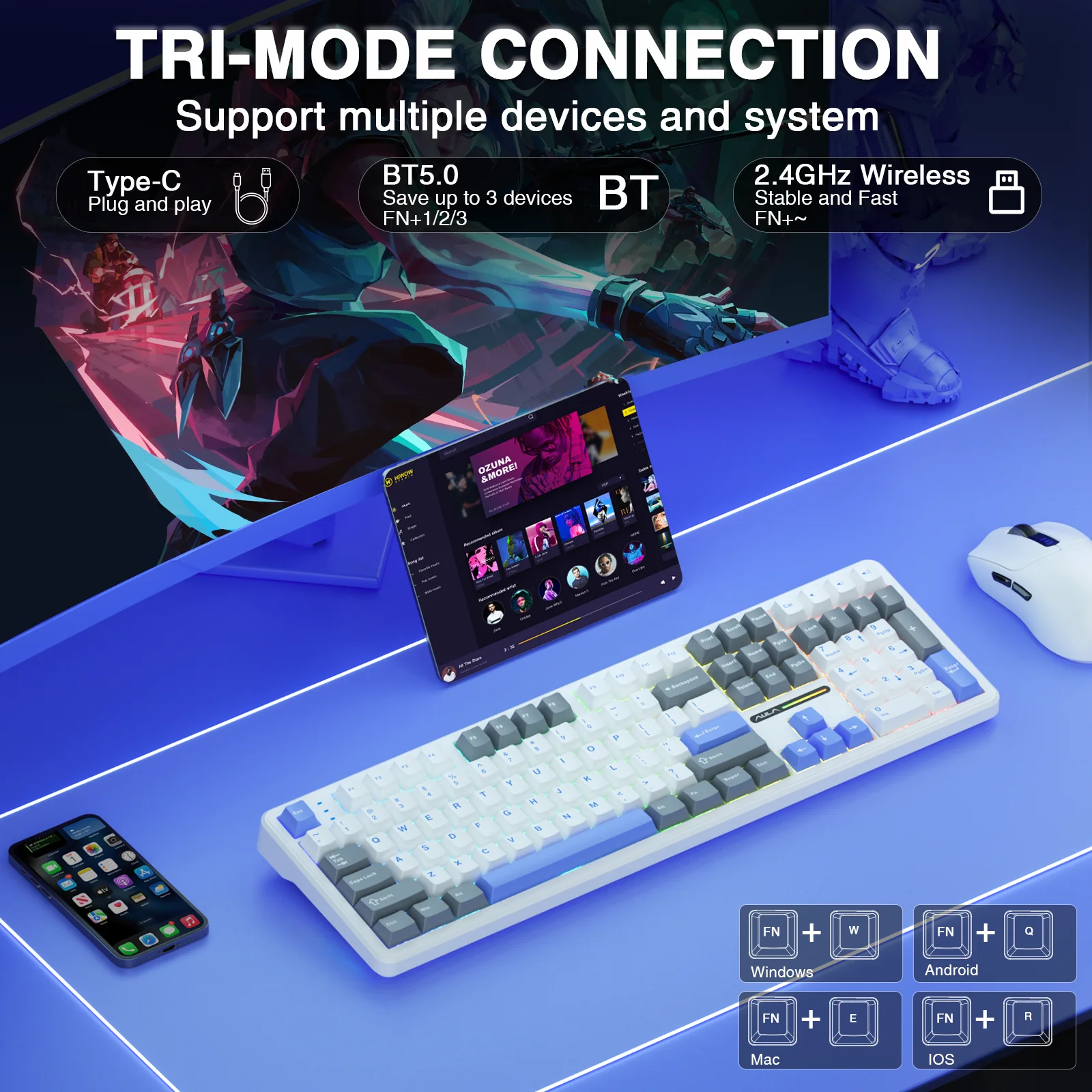 AULA F108 Wireless Keyboard Lo – Gaming Keyboard No Noise recenzja i cena